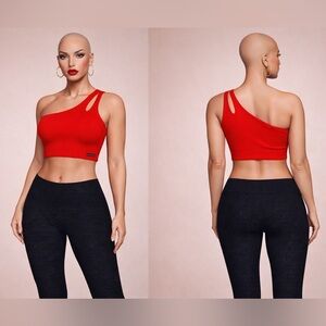 Calvin Klein Jeans Asymmetrical Double Strap Ribbed Crop Top Women’s S. NWOT